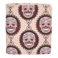 Shagwear Vintage Cameo Skulls Pattern Кратък щракане за женски портфейл, розова фау кожа, възрастен