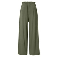 Панталони за жени модерни тенденции Жените солидни цветни крила направо ежедневни панталони панталони зелени XL C1462