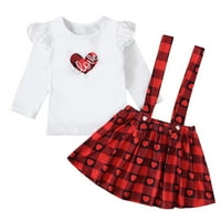 Sdjma Toddler Kids Baby Girls Fashion Cute Sweet Lonege Sweet Heart Letter Print Ruffles Strap Skirt костюм