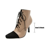 Symoid Womens Boots- Обувки Модни шевове Цвят минималистично удобно облицоване на високи пети Фини токчета Ботуши Бежов 37