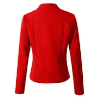 Женски блейзери модни ежедневни дълги ръкави с малък костюм яке малък костюм червено m