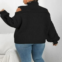 Singreal женски кабел плетен студено рамо с висококачествен фенер пуловер пуловер пуловер джъмпер отгоре
