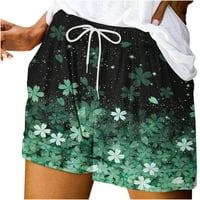 Finelylove Bike Shorts с джобове жени жени къси панталони за лято с висока талия за повишаване на теглото отпечатано зелено m