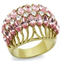 Жени IP златен месингов пръстен с кристал от най -висок клас в роза - размер 8