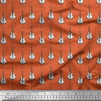Soimoi Cotton Poplin Fabric Notes & Guitar Musical Instrument Отпечатан двор двор