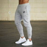 Calsunbaby Men Sport Pants Pantsut Workout Joggers Gym Sweatpants Cross Grey L