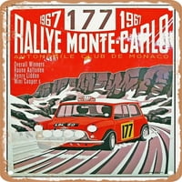 Метален знак - Rallye Monte Carlo Automobile Club de Monaco Общи победители Rauno Alltonen Henry Liddon Mini Cooper S Vintage Ad - Vintage Rusty Look