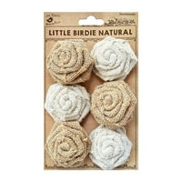 Little Birdie Burlap English Roses 6 Pkg-Natural & Cream