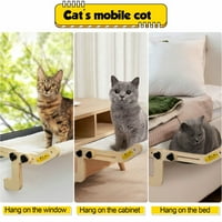 Premium Window Cat Hammock Дървен котешки костур с капак за миене - регулируем за закрити котки