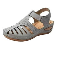Taqqpue дамски сандали удобни затворени пръсти еластични каишки платформа сандали с ортотична арка поддръжка дишаща бохемия клин сандали за жени облечени летни обувки за плаж на открито плаж