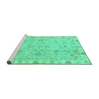 Ahgly Company Machine Pashable Indoor Square Oriental Turquoise Blue Traditional Area Cugs, 7 'квадрат