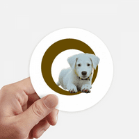 приклекнал куче бял стикер за домашни любимци кръгла стена куфар лаптоп етикет броня