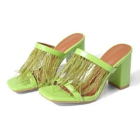 OAVQHLG3B Женски сандали кокетни перо на висок ток секси летни чехли ежедневни флуоресцентни зелени обувки