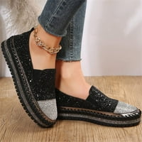 Дезенирани женски апартаменти обувки Моден кристан плосък единствен единични обувки Женски еднокрачни обувки Небрежни обувки Черно на хлабина