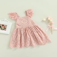 Qiylii Toddler Girls Summer Ress, дантела с квадратна летяща ръкавска рокля от еднократна рокля