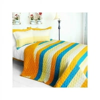 QTS01170- Красиво, какъвто е - Vermicelli -quilted Packwork Quilt Set Full & Queen Size - Yellow