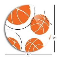 Баскетболи тъмно оранжеви баскетболи стъклени кръгли стени висящи знак