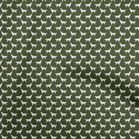 OneOone Velvet Dark Green Fabric Floral & Puppies Fabric за шиене на отпечатана занаятчийска тъкан край двора