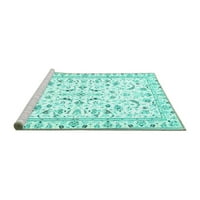 Ahgly Company Machine Pashable Indoor Square Persian Turquoise Blue Traditional Area Cugs, 3 'квадрат