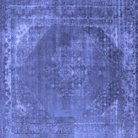 Ahgly Company Indoor Rectangle Oriental Blue Industrial Area Rugs, 7 '10'