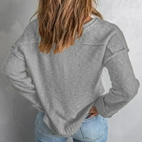 Ауеоо пуловери за жени модерни, сладки пуловери за жени модерни жени ежедневни солисти с дълъг ръкав плетат пуловер v палто на пуловер