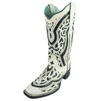 Corral Boots Black Teapin Insale Scedded Rustic White Cowgirl Boot - E US)