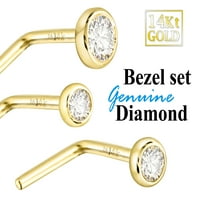 22g 14k бяло злато -комплект с диамант L -образна шпилка за нос - април рожден камък L -Bend нос пръстен - LSWG_BZWD20