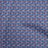 Oneoone памучен копринен среден синя тъкан Флорална прошиване Консумати за печат за шиене на ширина до двора
