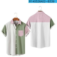 Daqian мъжки поло ризи клирънс мъже ежедневни модни пачуърк завой на яка от печат с къс ръкав имат джобове бутонни върхове блузи ризи за мъже, зелено 4