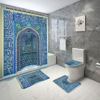 Винтидж марокански душ завеса арка Геометричен модел тоалетна капак анти-плъзгане на пода входна сграда декор за баня