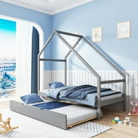 Дървено домашно легло с близнак Trundle Grey Full-Twin