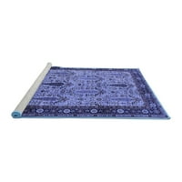 Ahgly Company Machine Pashable Indoor Rectangle Oriental Blue Industrial Area Rugs, 8 '12'