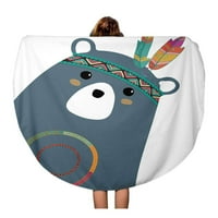 Кръгла плажна кърпа одеяло племенна синя мечка за бебешка стая дете комичен кръг кръг кръг кърпи мат мат гоблен плаж хвърляне