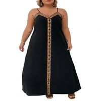 Женски племенни ками камити каишки черна без ръкави плюс рокли с размер 0xl