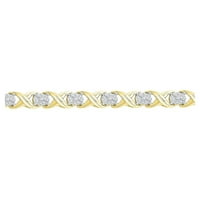 Diamond Princess 10kt жълто злато дамски кръгла диамантена връзка модна гривна CTTW