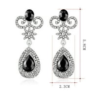 Лъскави сребърни черни кристални вечерни обеци за износване Модни модни бижута