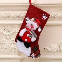 NJSPDJH Коледни чорапи Платка Коледна чанта за чорапи и коледни висящи чорапи за парти декорация и коледен карикатура червен комплект