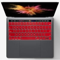 Съвместим с MacBook Pro с сензорен калъф с меко докосване на матово твърд капак за Mac Pro A1707 A с Touch Bar - & Sleeve & Keyboard Cover & Screen Protector & Dust Plug, Red