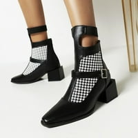Akiihool Fall Boots за женски ботуши с цип с цип подредени пети подредени в средни токчета обувки