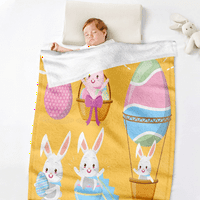 Пролет декоративен фланелен одеяло с калъф за възглавница за диван диван диван Стол трайно легло Бъдещо Великденско одеяло за деца и възрастни
