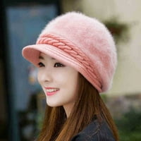 Cocopeaunts корейски стил жени барета зимни шапки за жени заек косъм плетен женски ретро барети дами твърд цвят есен зимни топли шапки
