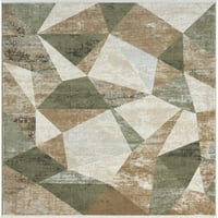 Колекция Abani Savoy Modern 7'9 10'2 Зелен крем Геометрични триъгълници Район килим