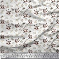 Soimoi Japan Crepe Satin Fabric Coffee, Cookies & Cupcake Food Printed Fabric Wide