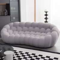 Съвременна от средата на век Velvet Velvet тапициран диван, тапициран тъкан балон дизайн 3-местен диван, модерен съвременен диван за апартамент хол домашен мебел, сиво