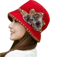Jpgif мода жени дама зима топла плетене на една кука плетени цветя украсени уши шапка rd
