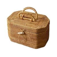 Преносим ратан тъкана кошница Организатор за хранителни стоки Съхранение Бо с капаци, подреждащ се кошница за хляб за туризъм пикник на работния плот ресторант градина