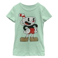 Girl's Cuphead Happy Pose Graphic Tee Mint Small