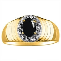 *Rylos Mens Designer Style Halo Ony & Diamond Ring - октомври роден камък*14k жълто злато