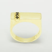 Британски направени 14K жълто злато естествено сапфир мъжки лентов пръстен - Опции за размер - размер 6.5