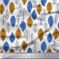 Soimoi Modal Satin Fabric Leaves Leads Block Print Fabric край двора